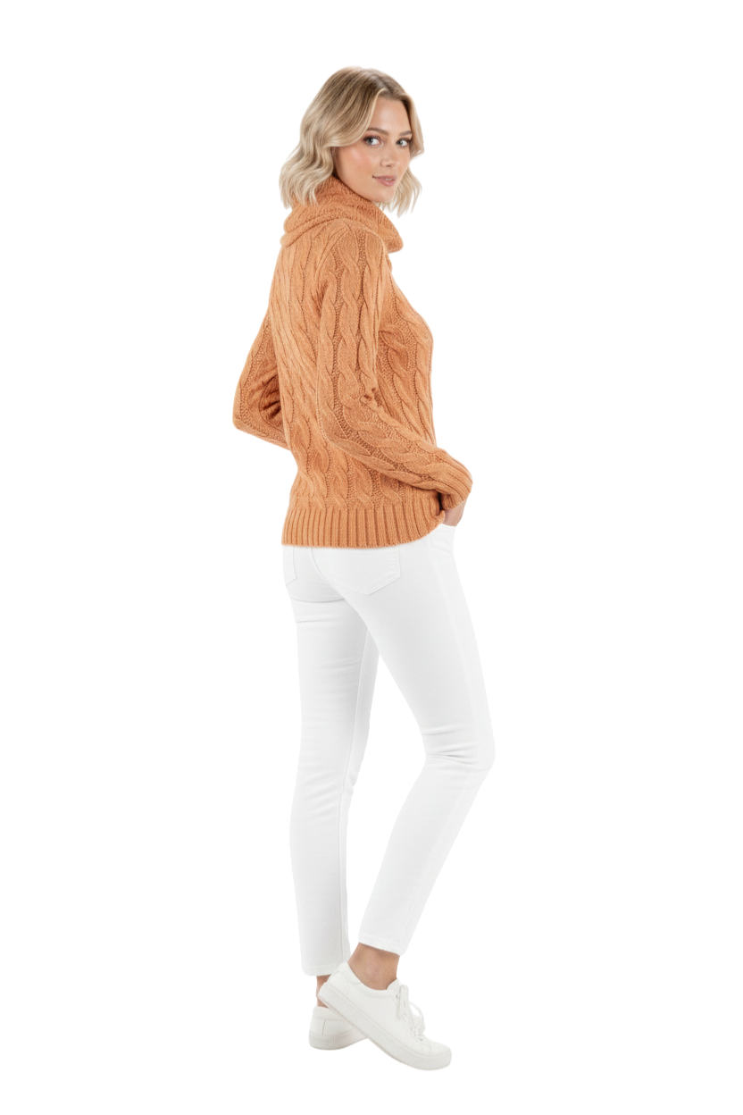 Thick Turtleneck Cable Knit Pullover Sweater MK3432