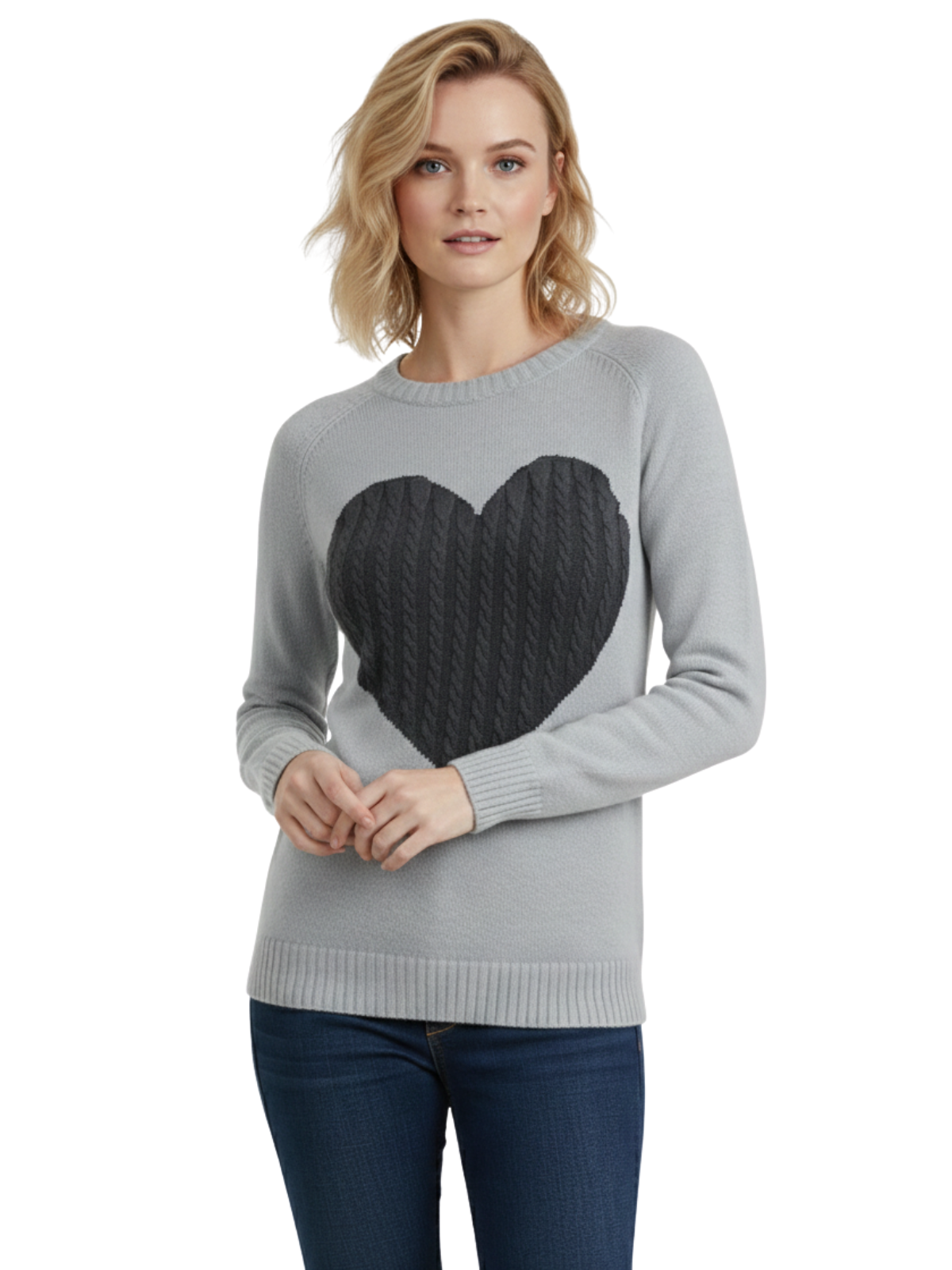 Love Heart Jacquard Round Neck Pullover Sweater MK3506 (S-L)