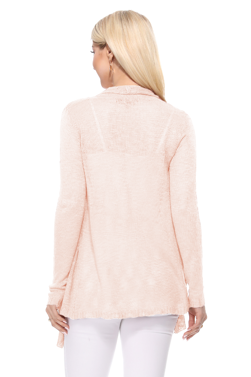 Long Sleeve Soft Sheer Slub Open Front Summer Cardigan MK8080 (S-L)