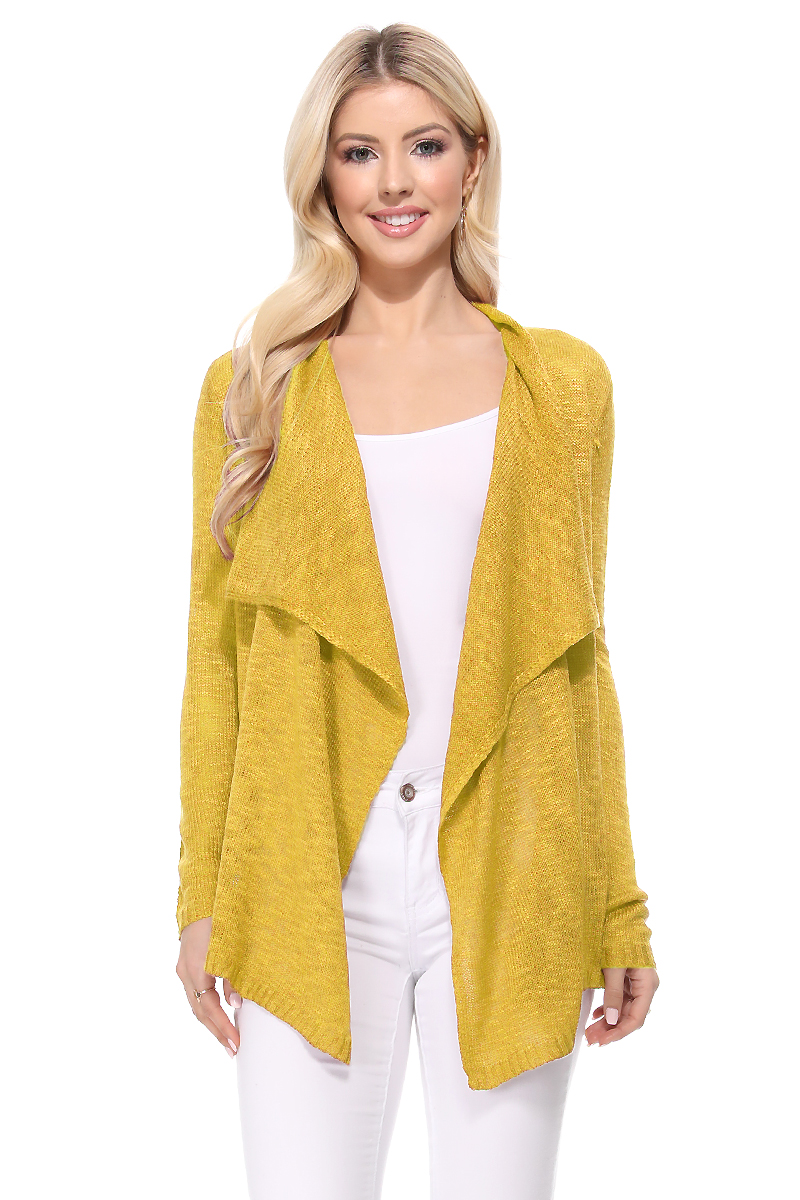 Long Sleeve Soft Sheer Slub Open Front Summer Cardigan MK8080 (S-L)