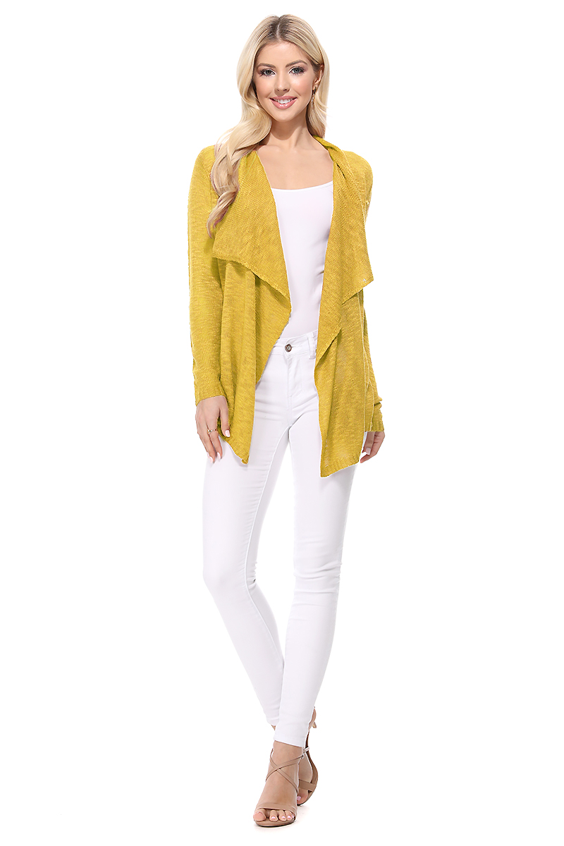 Long Sleeve Soft Sheer Slub Open Front Summer Cardigan MK8080 (S-L)