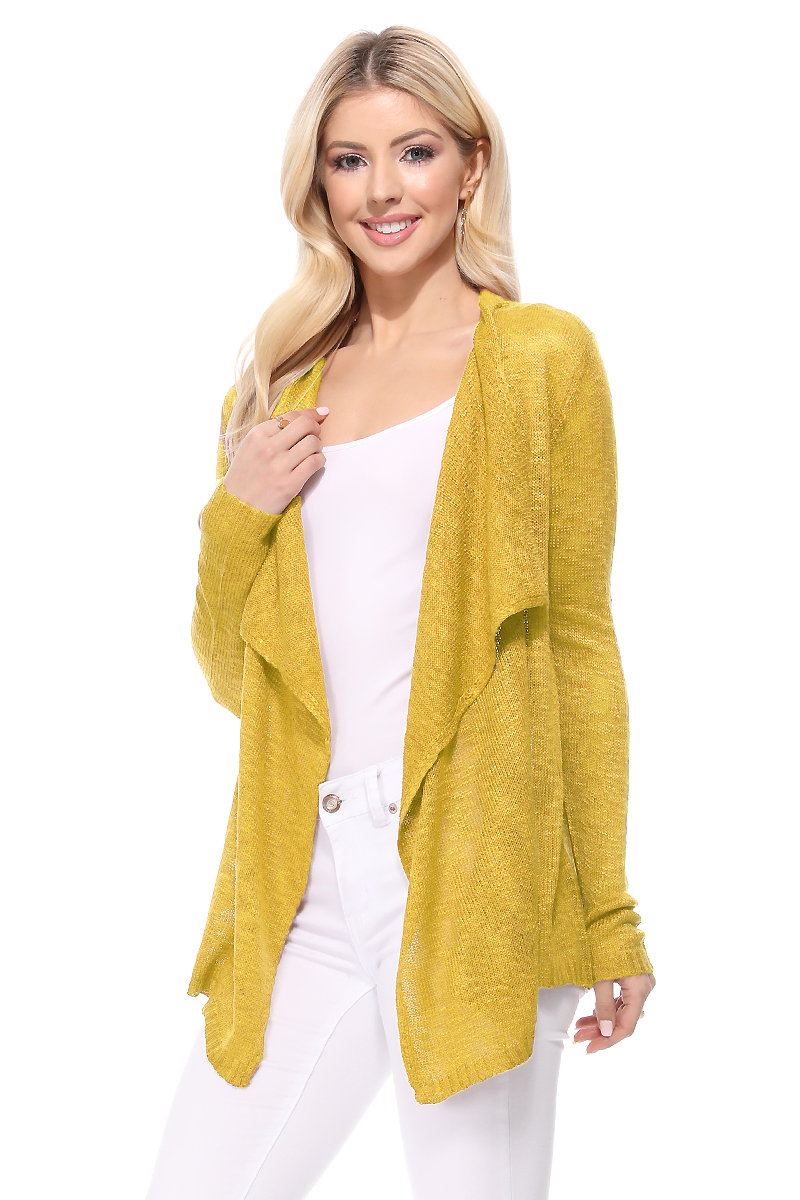 Long Sleeve Soft Sheer Slub Open Front Summer Cardigan MK8080 (S-L)