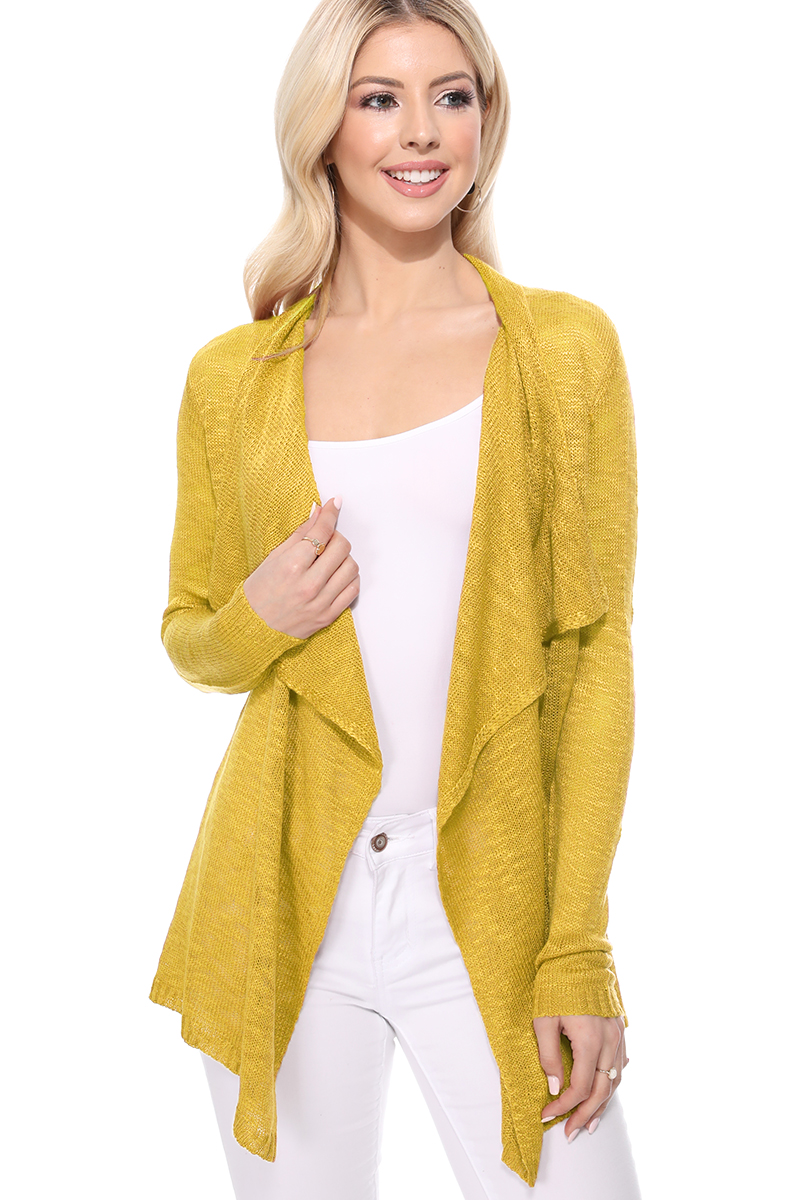 Long Sleeve Soft Sheer Slub Open Front Summer Cardigan MK8080 (S-L)