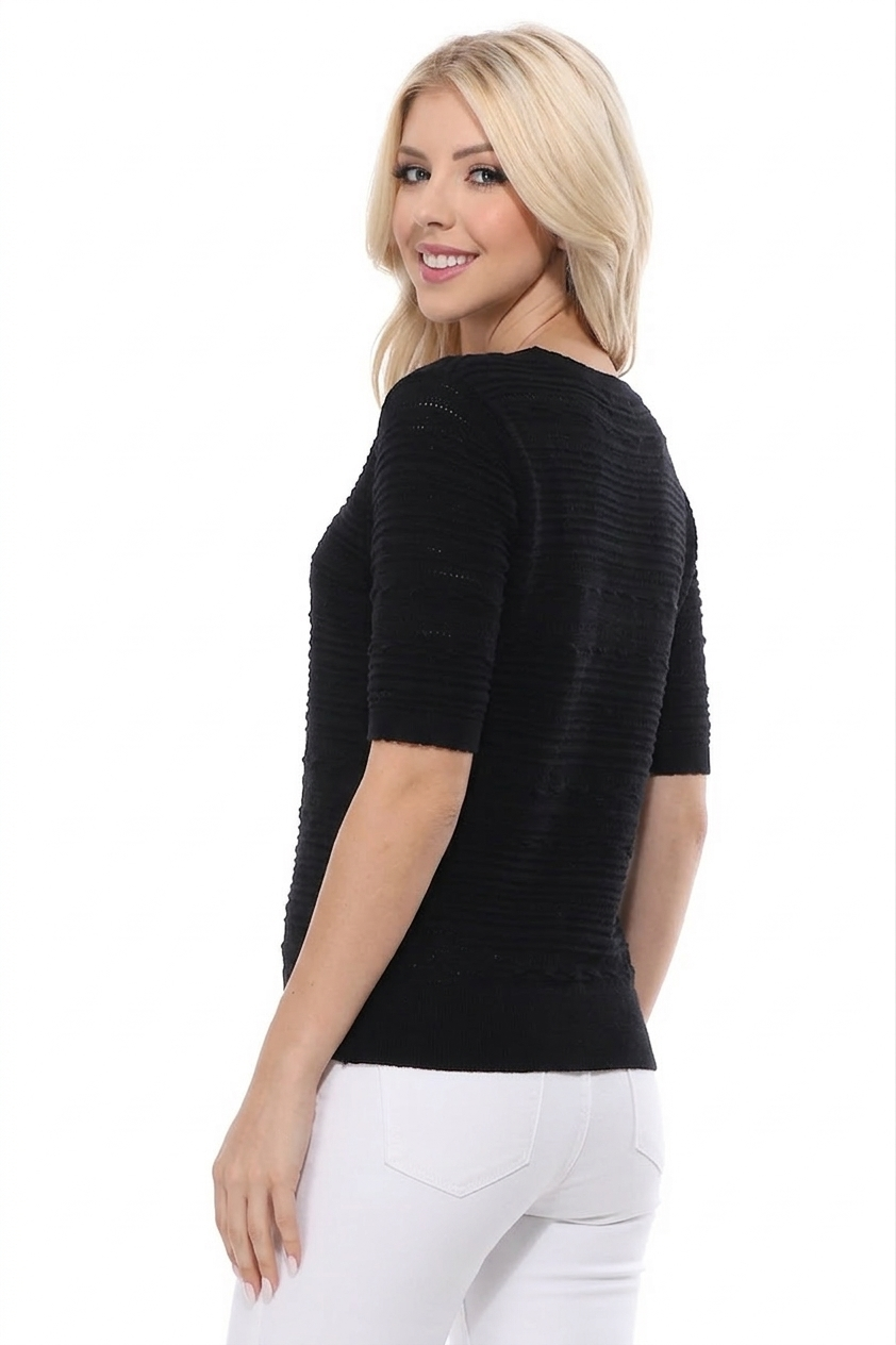 Elegant Scallop & Punch Hole Knitted Sweater Top MK8251 (S-L)