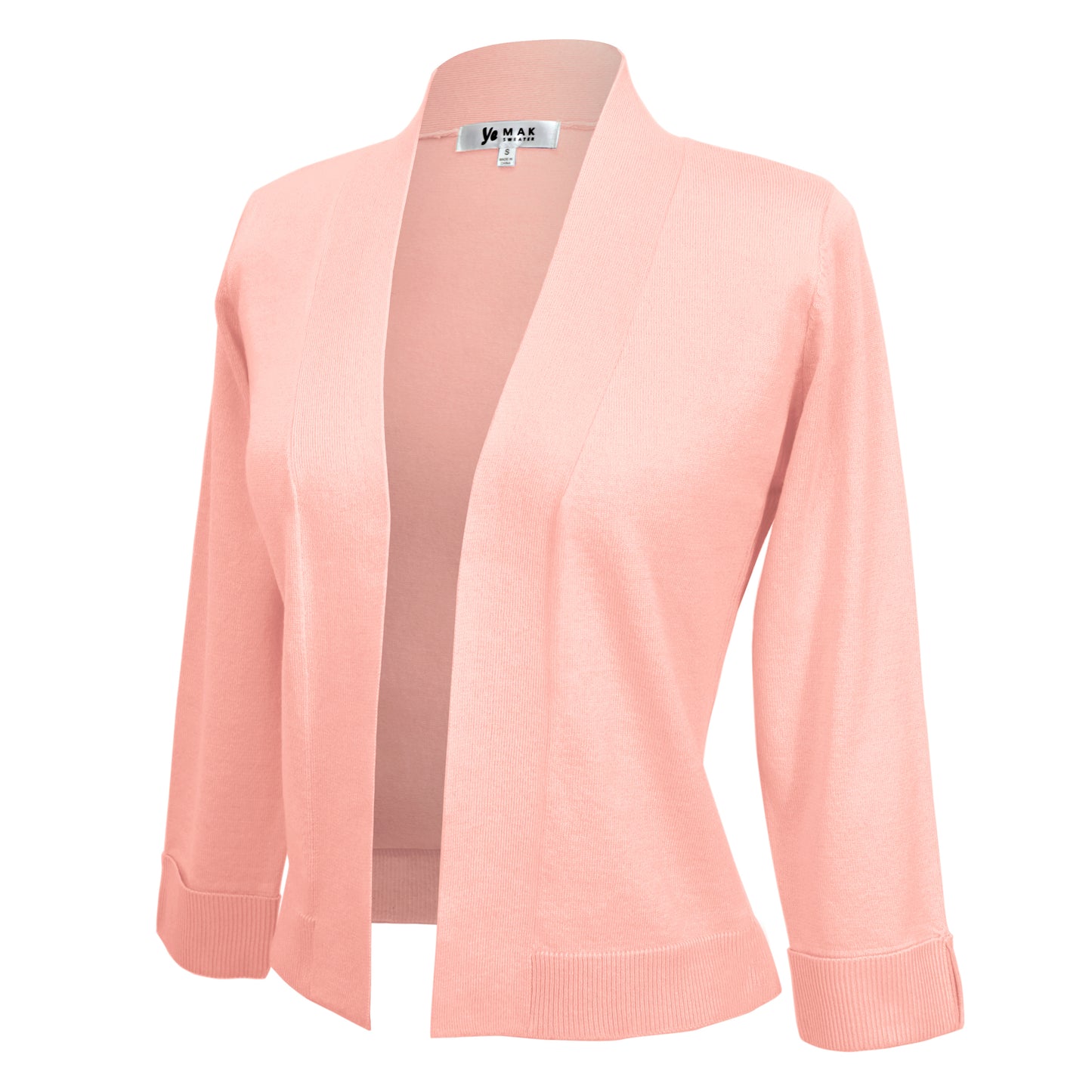 3/4 Sleeve Open Front Knit Bolero Crop Cardigan Sweater MK3558 (S-XL)