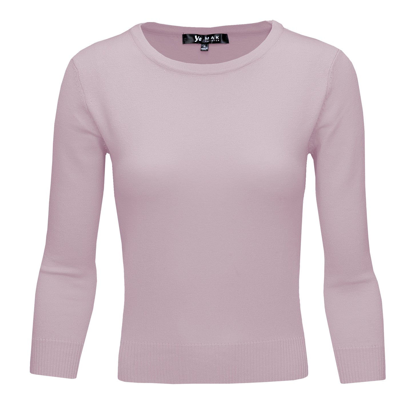 3/4 Sleeve Crewneck Soft Casual Lightweight Basic Solid Knitted Top MK3636 (S-XL)