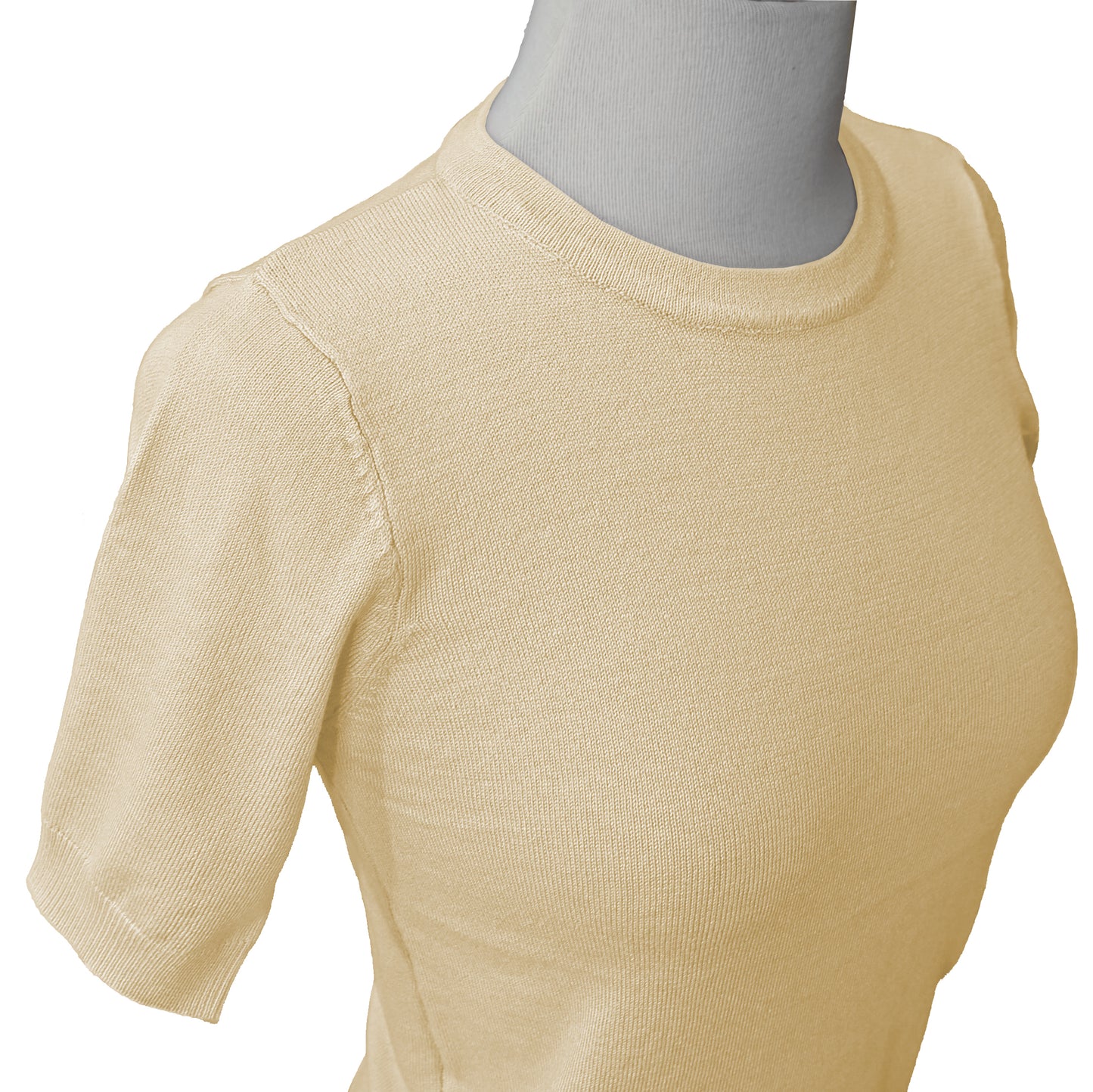 Half Sleeve Crewneck Lightweight Knitted Soft Pullover Tee MK3664 (S-XL)
