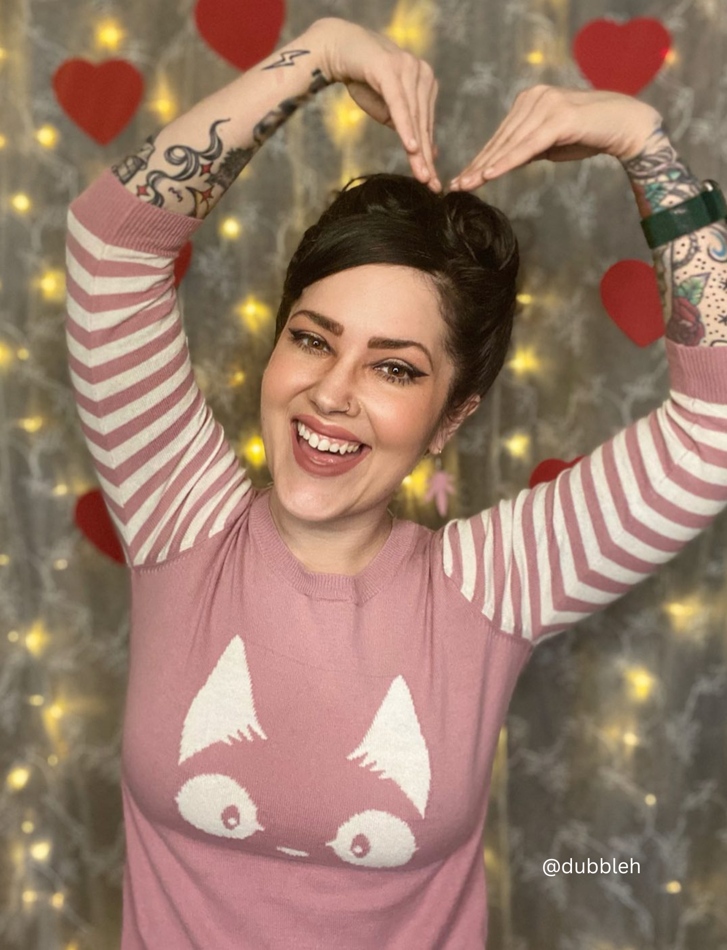 3/4 Sleeve Kitty Cat Jacquard Crewneck Pullover Sweater MK3375(S-L)