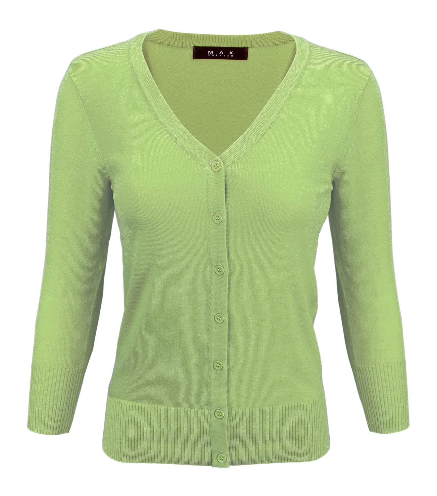 3/4 Sleeve V-Neck Button Down Knit Plus Size Cardigan Sweater CO078PL (1X-3X)