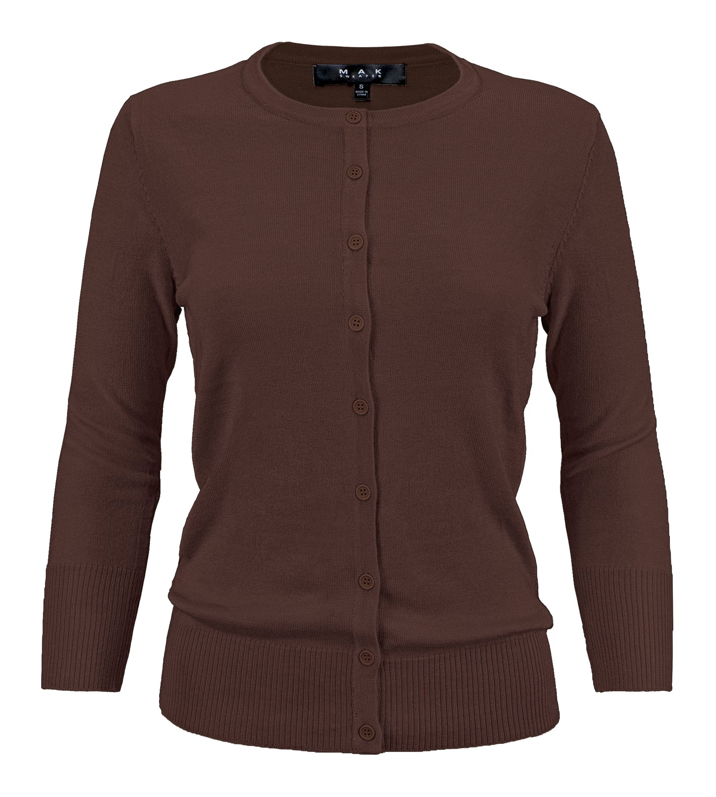Women's 3/4 Sleeve Crewneck Plus Size Knit Cardigan Sweater CO079PL (1X-3X)