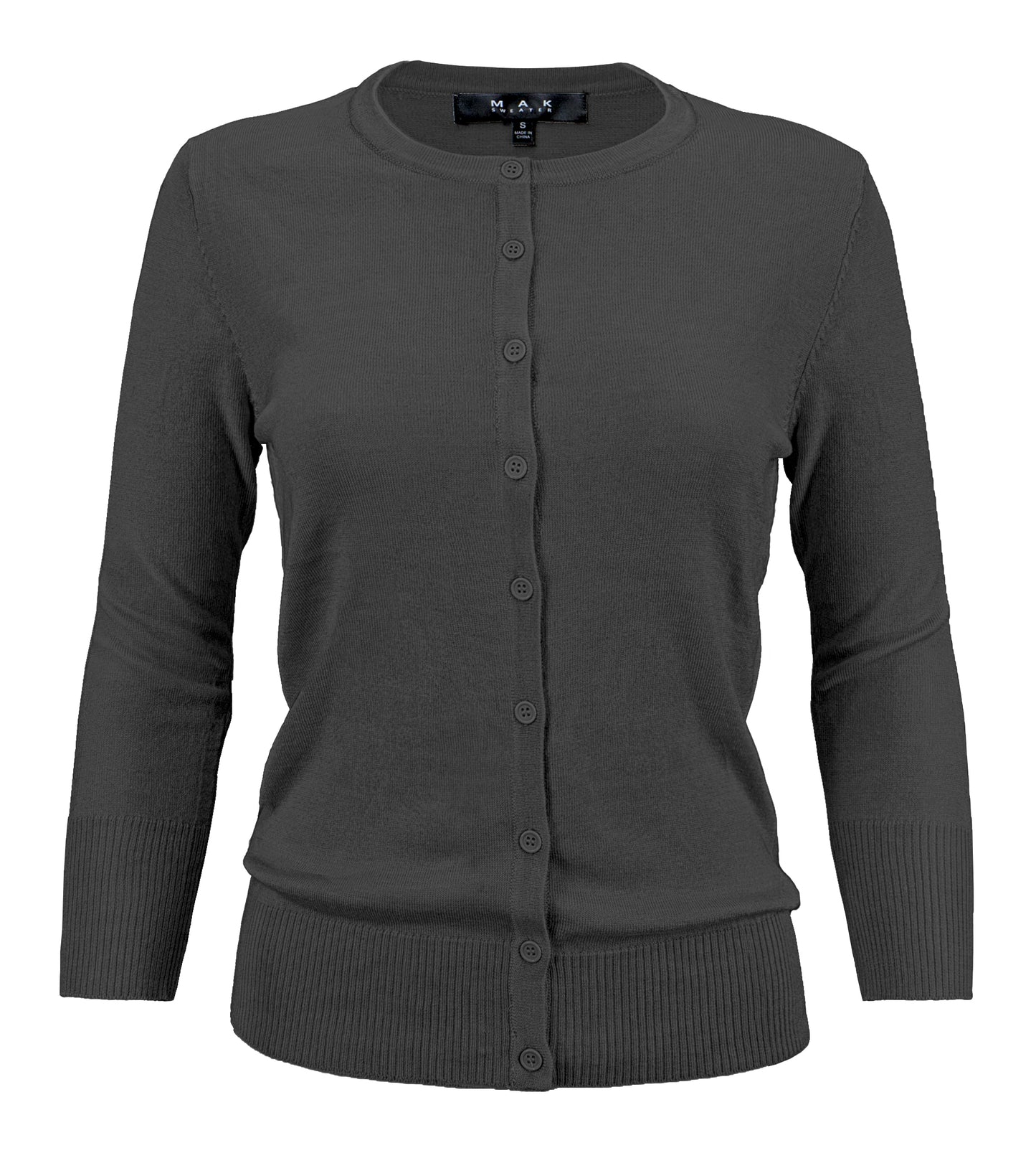 Women's 3/4 Sleeve Crewneck Plus Size Knit Cardigan Sweater CO079PL (1X-3X)