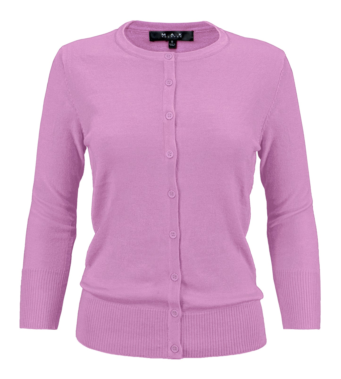 Women's 3/4 Sleeve Crewneck Knit Cardigan Sweater CO079 (S-L)