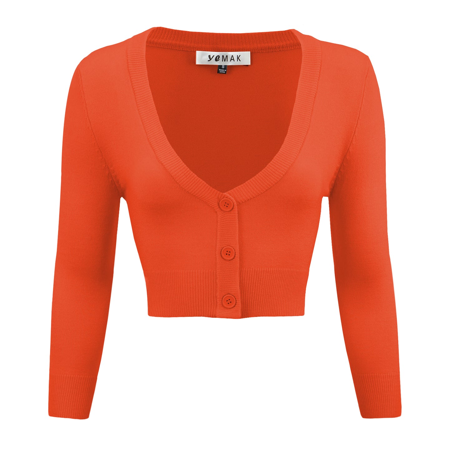 Women's Cropped Bolero 3/4 Sleeve V-Neck PLUS size Cardigan CO129PL (1X-3X)