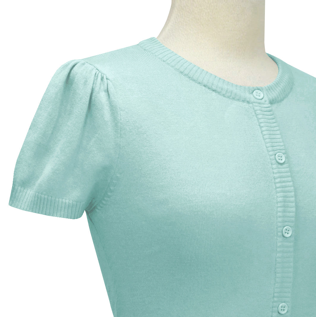 Short Sleeve Crewneck Cropped Bolero Cardigan Knit Sweater CB0536 (S-L)