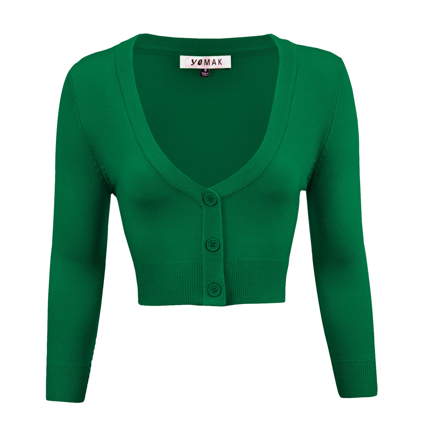 Women's Cropped Bolero 3/4 Sleeve V-Neck PLUS size Cardigan CO129PL (1X-3X)