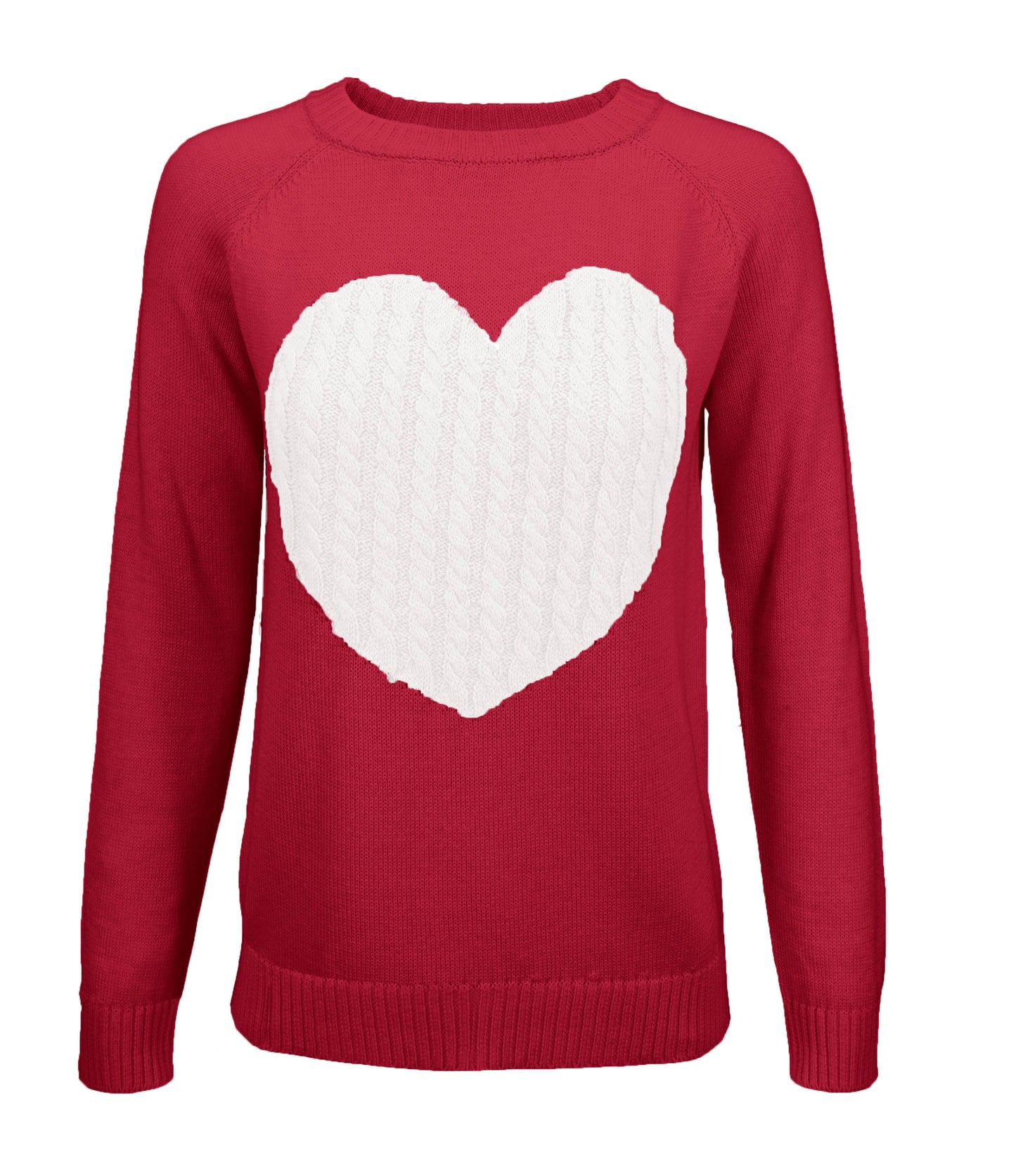 Love Heart Jacquard Round Neck Pullover Sweater MK3506 (S-L)