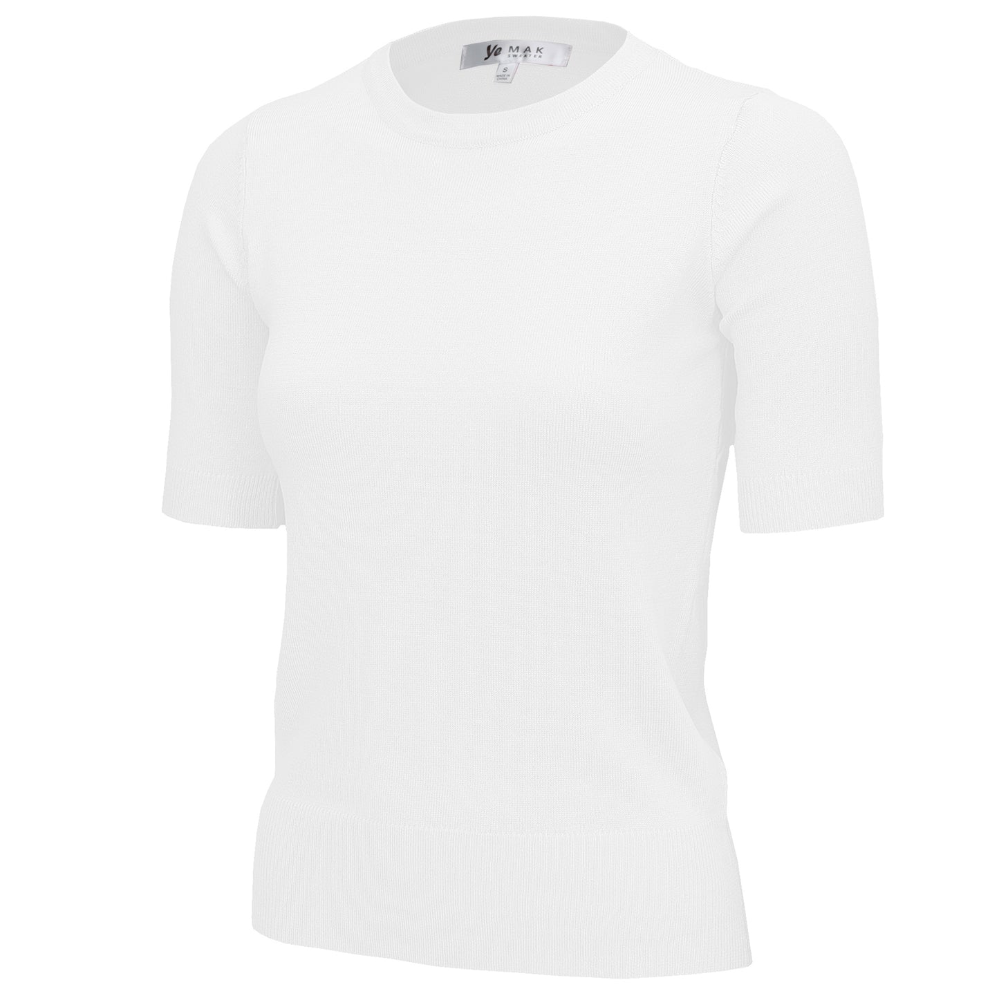 Half Sleeve Crewneck Lightweight Knitted Soft Pullover Tee MK3664 (S-XL)