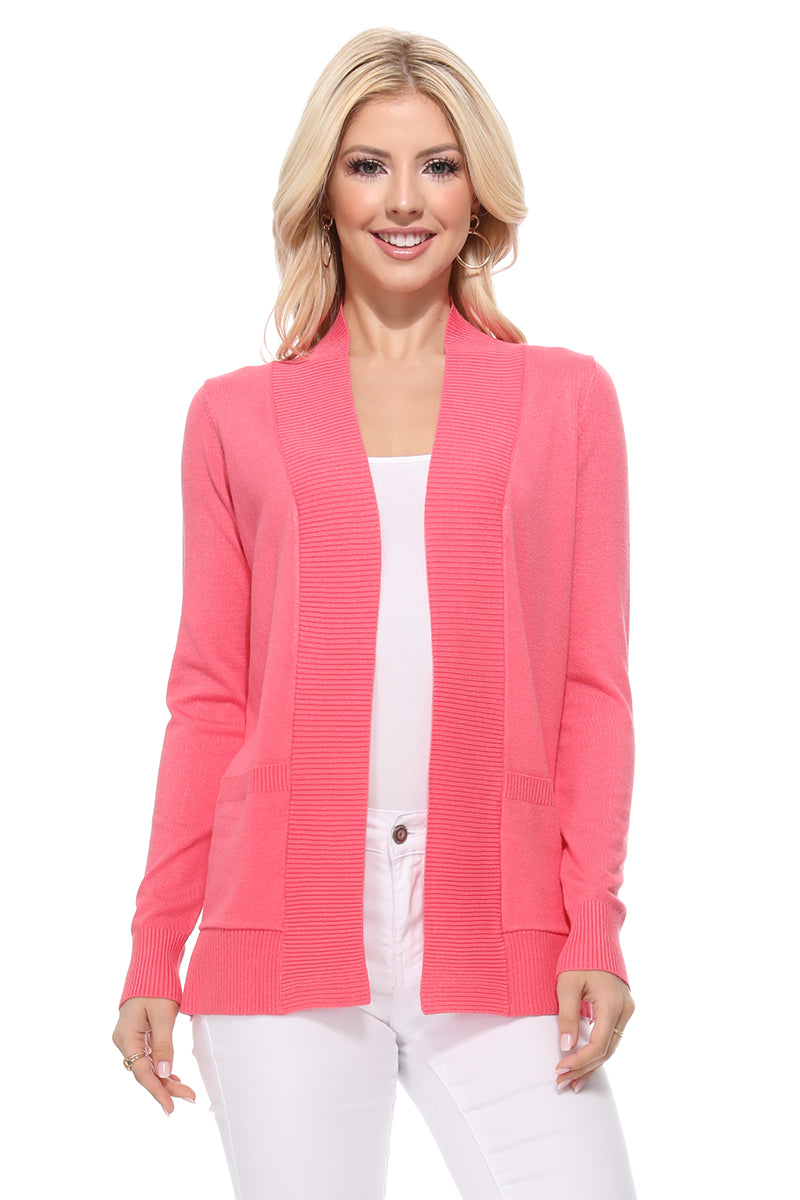 Long Sleeve Open Front Knit Shrug w/ Pocket Cardigan Sweater MK8558 (S-XL)