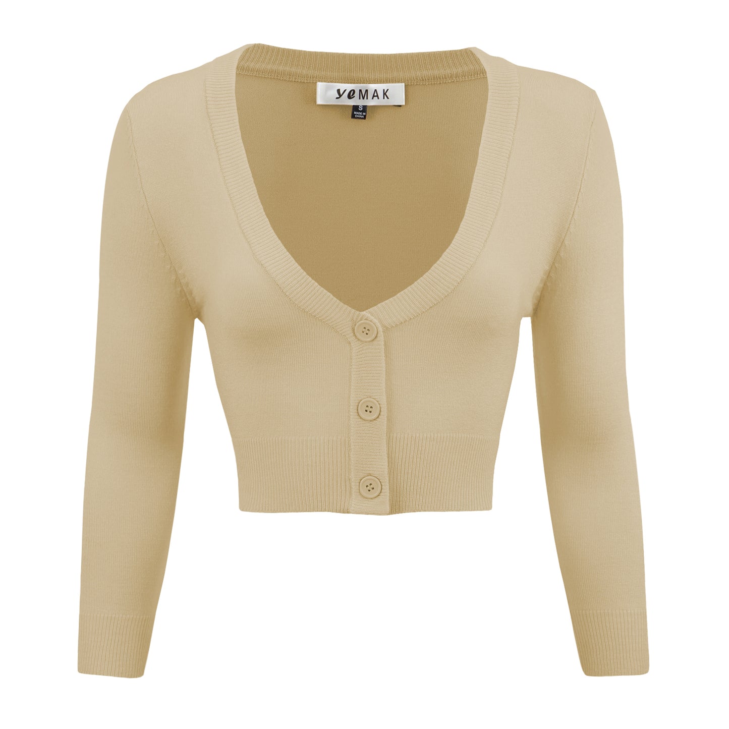 Women's Cropped 3/4 Sleeve V-Neck Bolero Cardigan Sweater CO129 (S-XL)