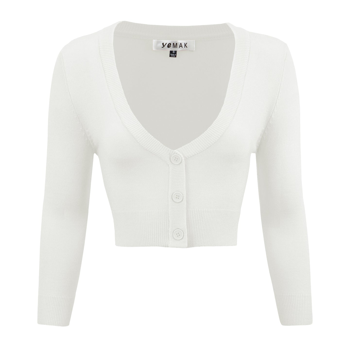 Women's Cropped Bolero 3/4 Sleeve V-Neck PLUS size Cardigan CO129PL (1X-3X)