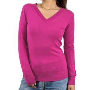 Long Sleeve V-Neck Soft Lightweight Knit Sweater Pullover MK5501 (S-XL)
