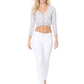 3/4 Sleeve V-Neck Polka Dot Cropped Bolero Sweater Cardigan MK8213 (S-L)