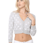 3/4 Sleeve V-Neck Polka Dot Cropped Bolero Sweater Cardigan MK8213 (S-L)