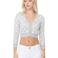 3/4 Sleeve V-Neck Polka Dot Cropped Bolero Sweater Cardigan MK8213 (S-L)
