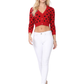 3/4 Sleeve V-Neck Polka Dot Cropped Bolero Sweater Cardigan MK8213 (S-L)