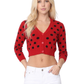 3/4 Sleeve V-Neck Polka Dot Cropped Bolero Sweater Cardigan MK8213 (S-L)