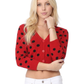3/4 Sleeve V-Neck Polka Dot Cropped Bolero Sweater Cardigan MK8213 (S-L)