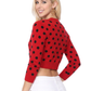 3/4 Sleeve V-Neck Polka Dot Cropped Bolero Sweater Cardigan MK8213 (S-L)
