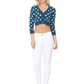 3/4 Sleeve V-Neck Polka Dot Cropped Bolero Sweater Cardigan MK8213 (S-L)