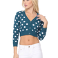 3/4 Sleeve V-Neck Polka Dot Cropped Bolero Sweater Cardigan MK8213 (S-L)