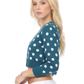 3/4 Sleeve V-Neck Polka Dot Cropped Bolero Sweater Cardigan MK8213 (S-L)