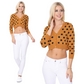 3/4 Sleeve V-Neck Polka Dot Cropped Bolero Sweater Cardigan MK8213 (S-L)