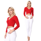 Women's Cropped 3/4 Sleeve V-Neck Bolero Cardigan Sweater CO129 (S-XL)