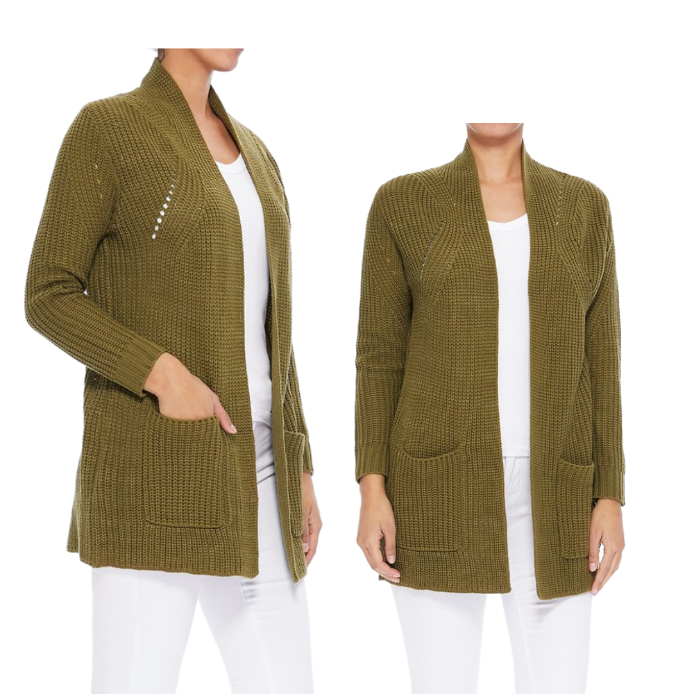 Stylish Drape Jacket with Two Pockets Sweater Cardigan HK8189 (S/M-M/L)