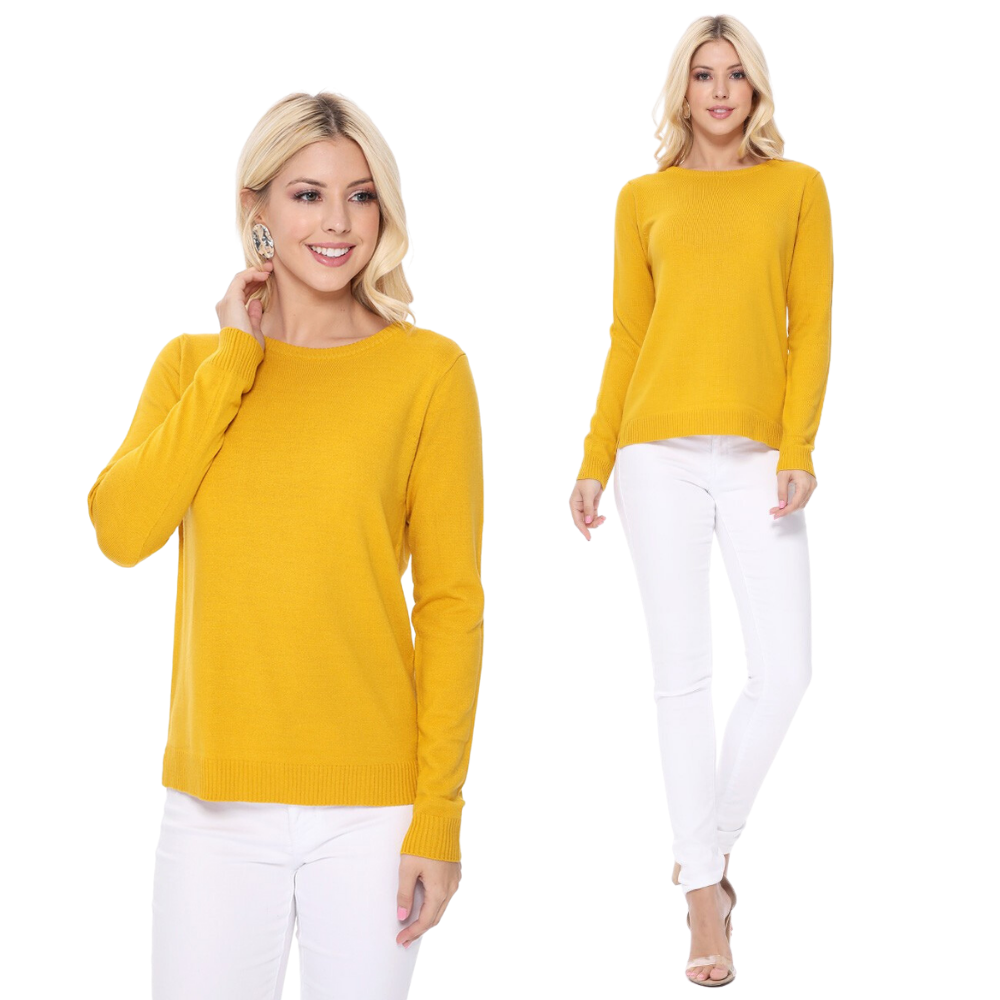 Women's Casual Long Sleeve Crewneck Pullover Sweater MK3399 (S-L)