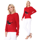 Crewneck Black Cat Applique Embroidery Knit Pullover Sweater MK8207 (S-L)