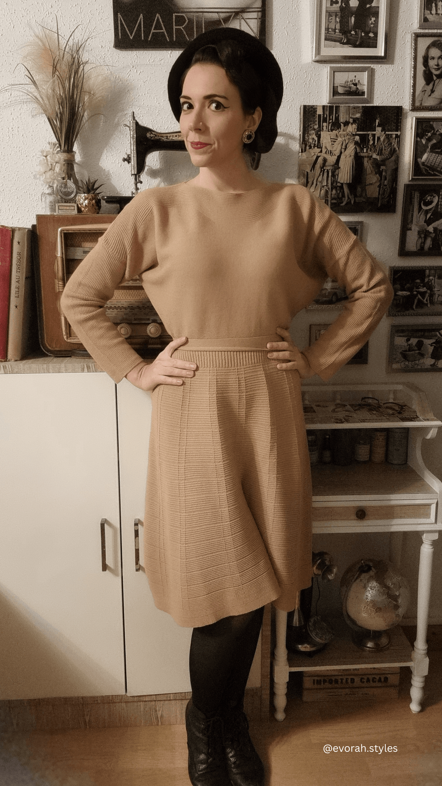 Loose Fit Rip Neck Flared Sweater Knitted Dress MK8161 (S-L)