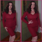 V-Neck Sheer Ribbed Knit Long Sleeve Sweater Dress MK8007 (S-L)