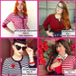 Women's 3/4 Sleeve Crewneck Striped Regular Fit Button-Down Sweater Cardigan MK3521 (S-L)