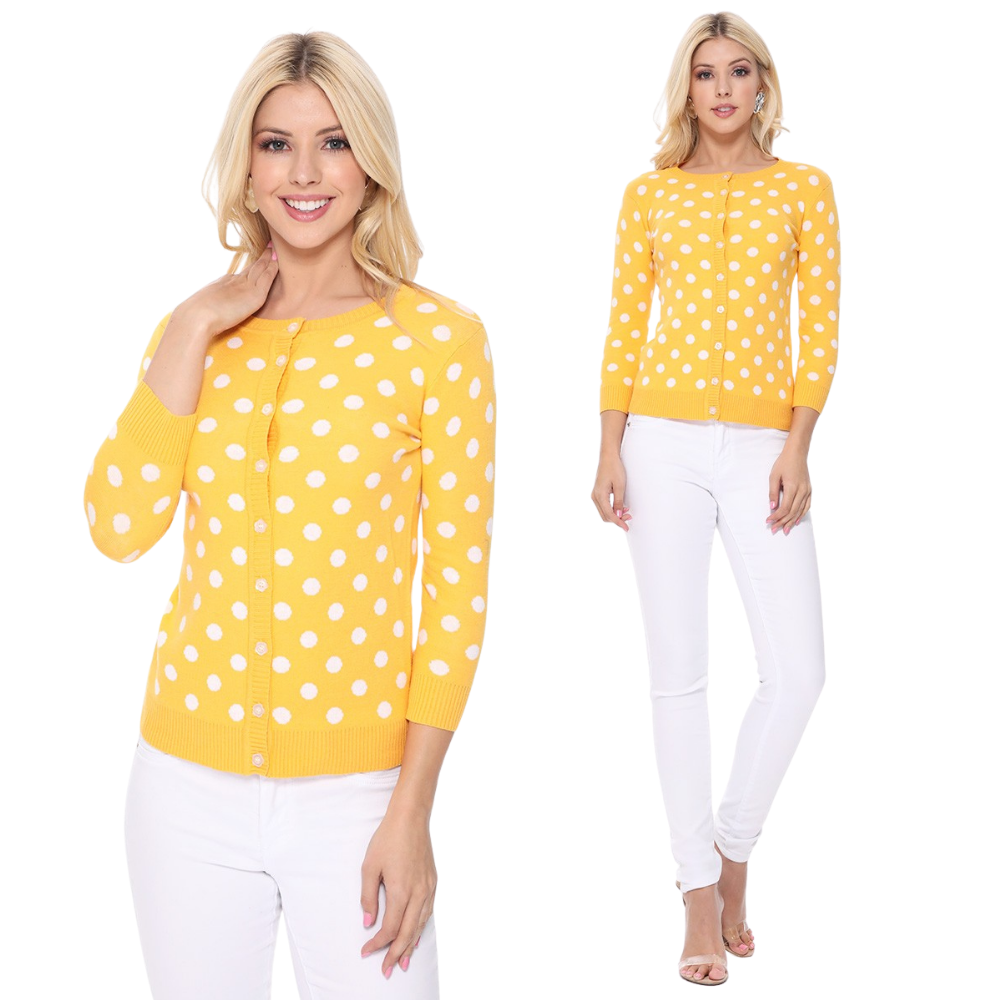 Women's Polka Dot Jacquard Sweater Cardigan MK3104 (S-L)