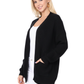 Women's Chunky Waffle Knit Open Front Sweater Cardigan HK8246 (S/M-M/L)
