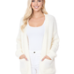 Women's Chunky Waffle Knit Open Front Sweater Cardigan HK8246 (S/M-M/L)