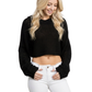 Bat Wing Sleeve Crop Waffle Knit Hoodie Top KC007 (S/M-M/L)