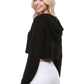 Bat Wing Sleeve Crop Waffle Knit Hoodie Top KC007 (S/M-M/L)