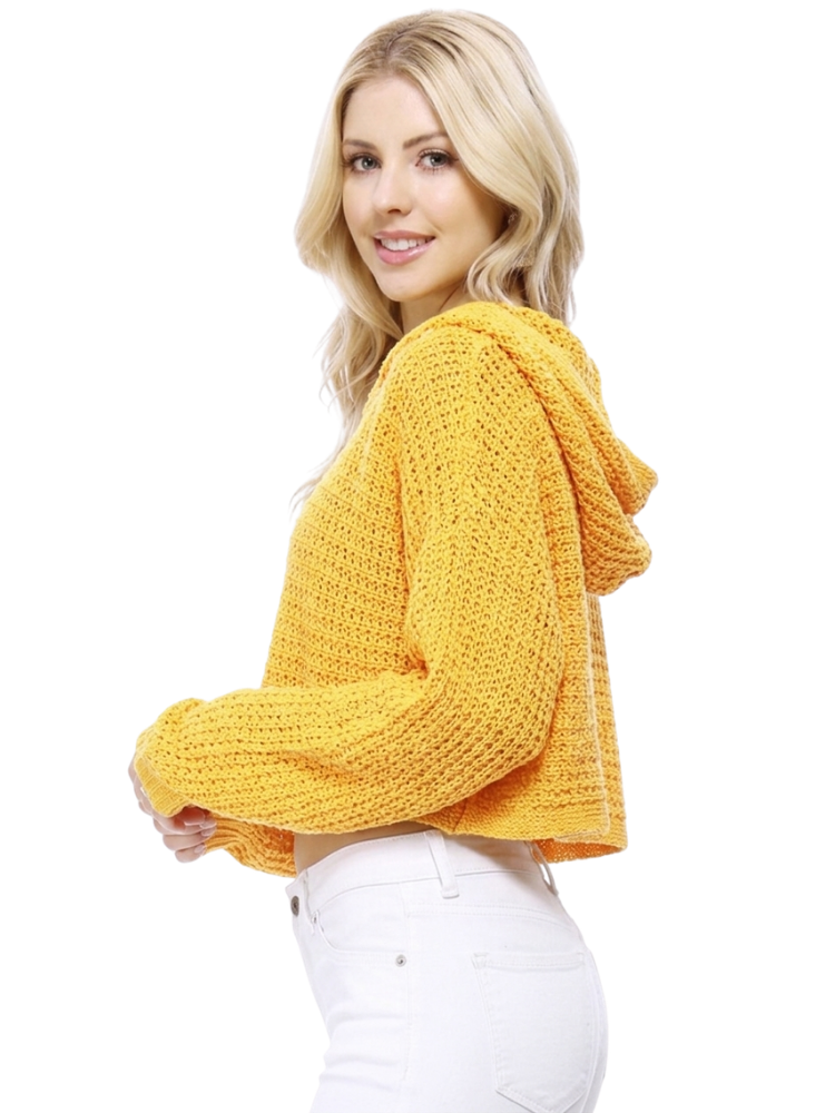 Bat Wing Sleeve Crop Waffle Knit Hoodie Top KC007 (S/M-M/L)