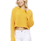 Bat Wing Sleeve Crop Waffle Knit Hoodie Top KC007 (S/M-M/L)